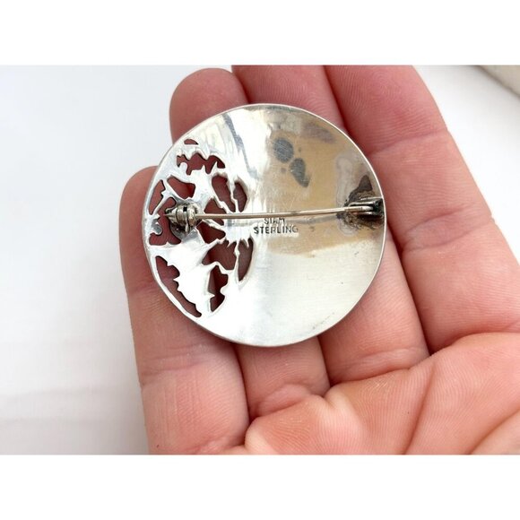 Mekkala Goddess Blue Enamel Siam Sterling Silver 925 Cutout Vintage Brooch - Picture 4 of 9